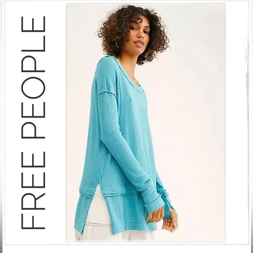 Free People We The Free Aqua North Shore Oversized Thermal Size XS